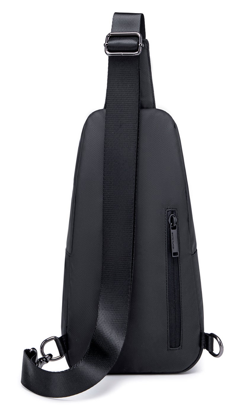 ARCTIC HUNTER Sling Bag for Men and Women, Water Resistant Durable Small Shoulder Daypack with Built in Earphone Jack and Shock Proof Compartments, XB13001, Black - Image 3