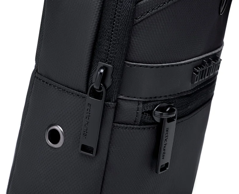 Arctic Hunter  Sling Bag for Men and Women, Water Resistant Durable Small Shoulder Daypack with Built in Earphone Jack and Shock Proof Compartments, XB13001, Black  | Best Price UAE