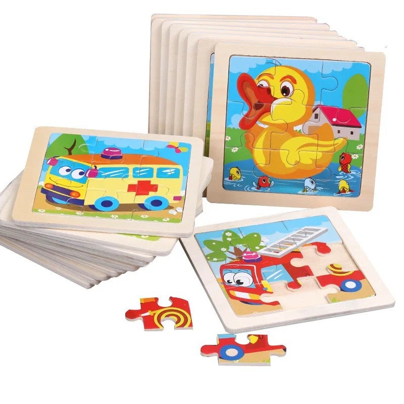 Bluejw Cheap Price 9pcs Wooden Jigsaw Puzzles Game Montessori Educational Toys - Image 4
