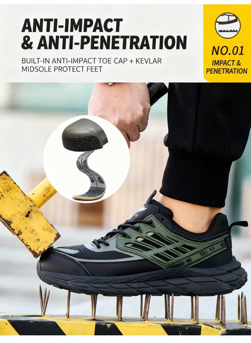 سكاي فيو أحذية فولاذية للرجال والنساء خفيفة الوزن ومريحة للسلامة، أحذية رياضية مقاومة للانزلاق ومقاومة للثقب، أحذية عمل آمنة، صناعة البناء، مستودعات، مقاسات من 40 إلى 46 - Image 2