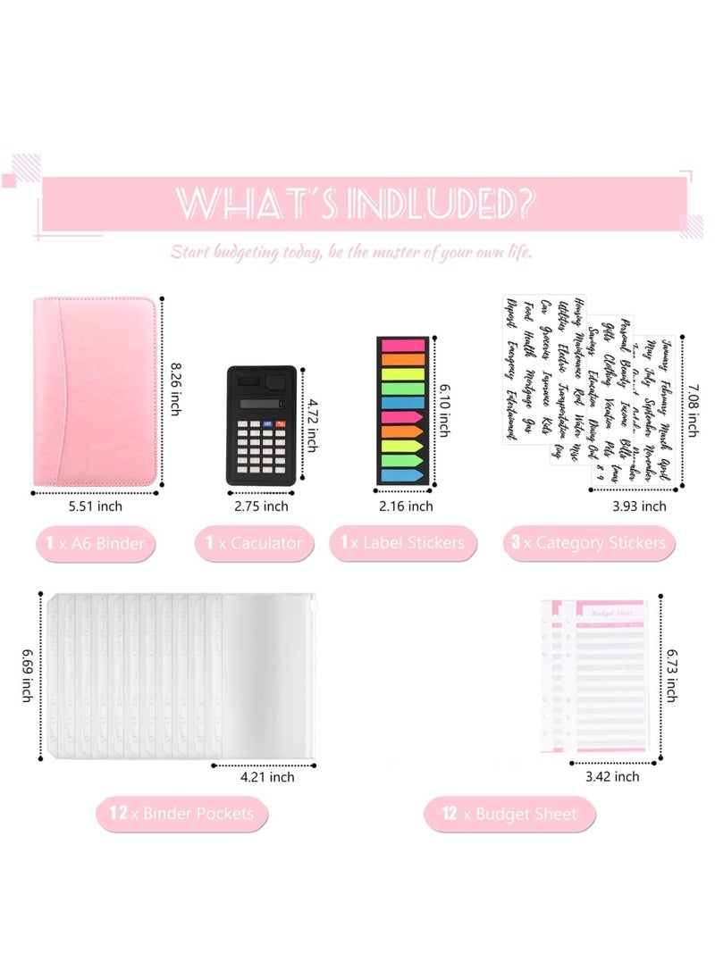 Budget Binder with Zipper Envelopes, Cash Envelopes for Budgeting, A6 PU Leather Budget Planner with Cash Envelopes Calculator, Bill Money Organizer for Cash Saving Budget System Wallet Pink - pzsku/ZEA44E862116EED3A1AEEZ/45/_/1713596834/5965d1ed-1f95-4899-8a13-43f0e4bfe27d