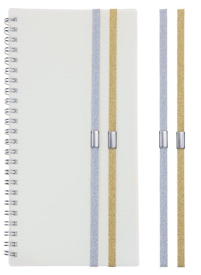 Mini Skater Elastic Planner Bands Book Page Markers for Hardcover Journal Notebook Book Lovers- Stretchy Closure Reading Straps to Holds Planner Closed, Fit Notebooks from 8" to 11” in Height, Pack of 4 (Gold & Silver) - Image 1