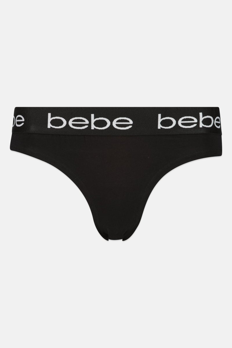 bebe Women 3 Pcs Brand logo Thong Panty Set, Multicolor - Image 4