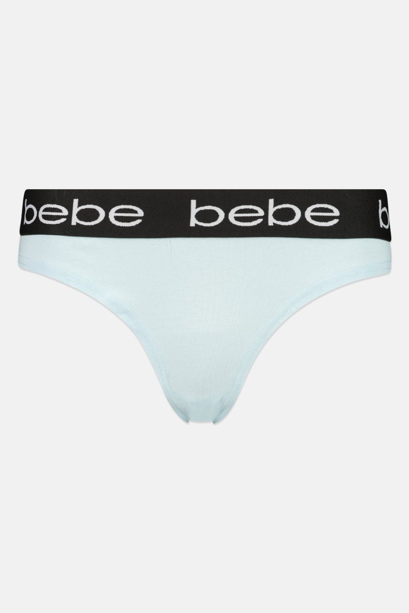 bebe Women 3 Pcs Brand logo Thong Panty Set, Multicolor - Image 2