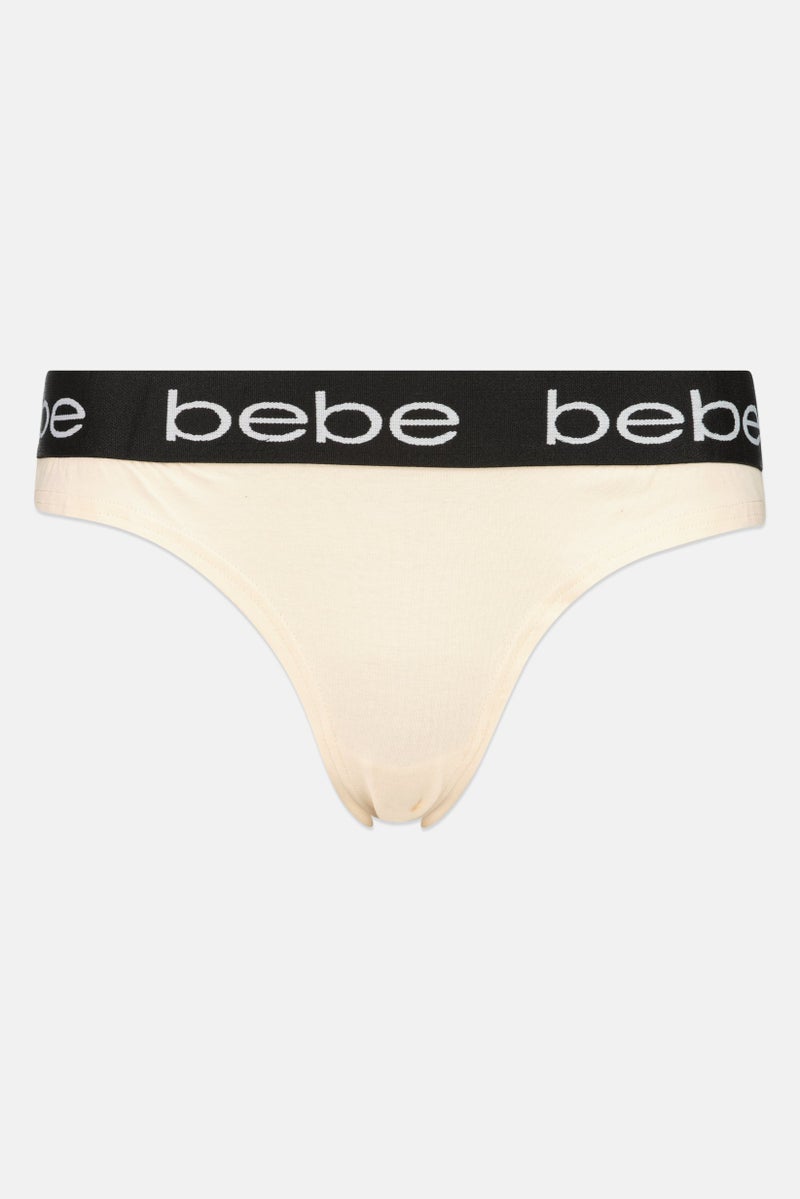 bebe Women 3 Pcs Brand logo Thong Panty Set, Multicolor - Image 3