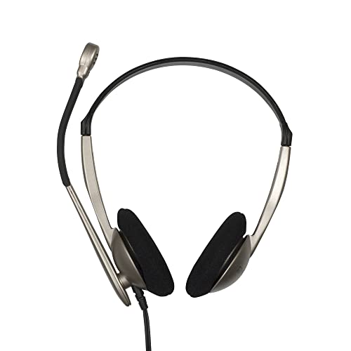 Koss CS100 USB Double Sided On-Ear Headset with Boom Microphone, Lightweight Design, Black and Beige - Image 2