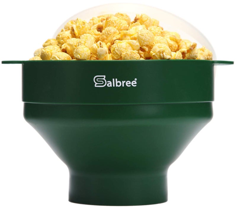 The Original Salbree Collapsible Silicone Microwave Popcorn Popper Maker Machine Microwavable Bowl Holds 16 Cups Uses Hot Air and Oil Always Optional  The Most Colors Available Hunter Green