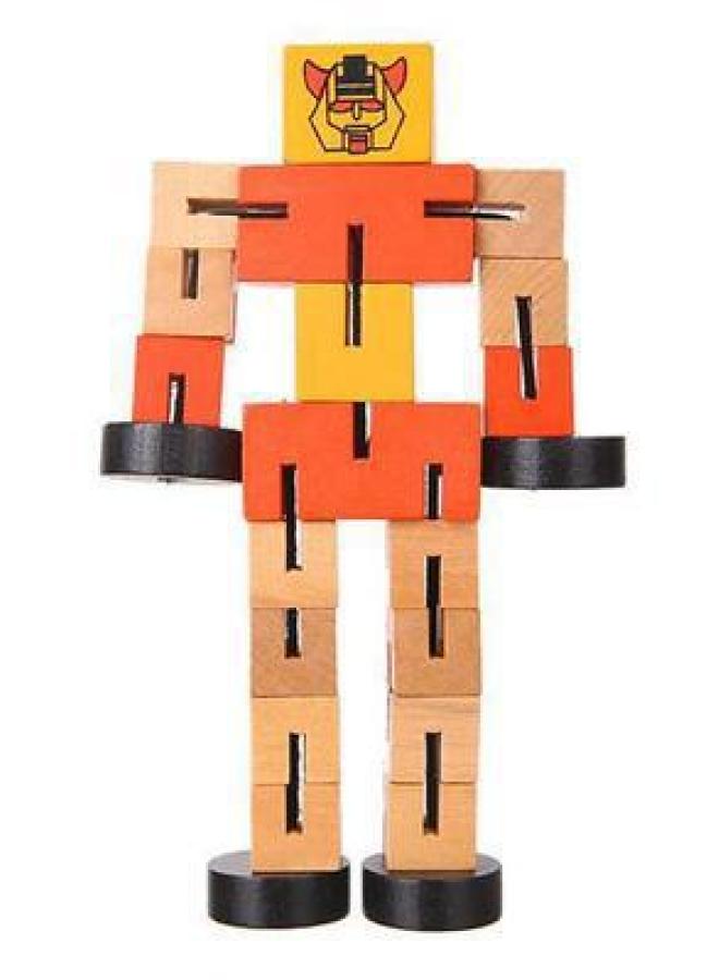 Wooden Robot Model Early Education Yiwu Toys Creative Deformation Wood Robot Building Blocks Children's Toys Wholesale-Color:Orange (boxed) - Image 1