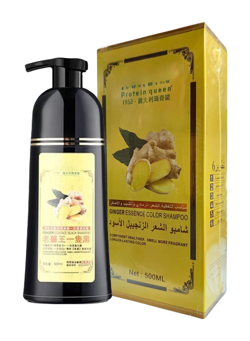 D Beauty 500ML Mokeru Ginger Hair Color Shampoo, Dark Coffee Hair Dye Colour Shampoo Design for White Grey Hair, Ammonia Free Long Lasting Color, Natural Plants Fragrant Smell No Damage to Hair for Women & Men - Image 2