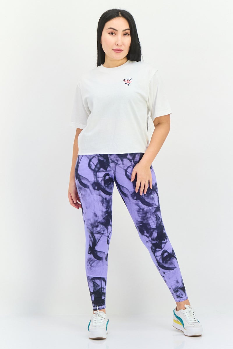 PUMA بلوزة قصيرة الأكمام للنساء من بومة x X-Girl، ملابس رياضية، خارجية، بيضاء - Image 4