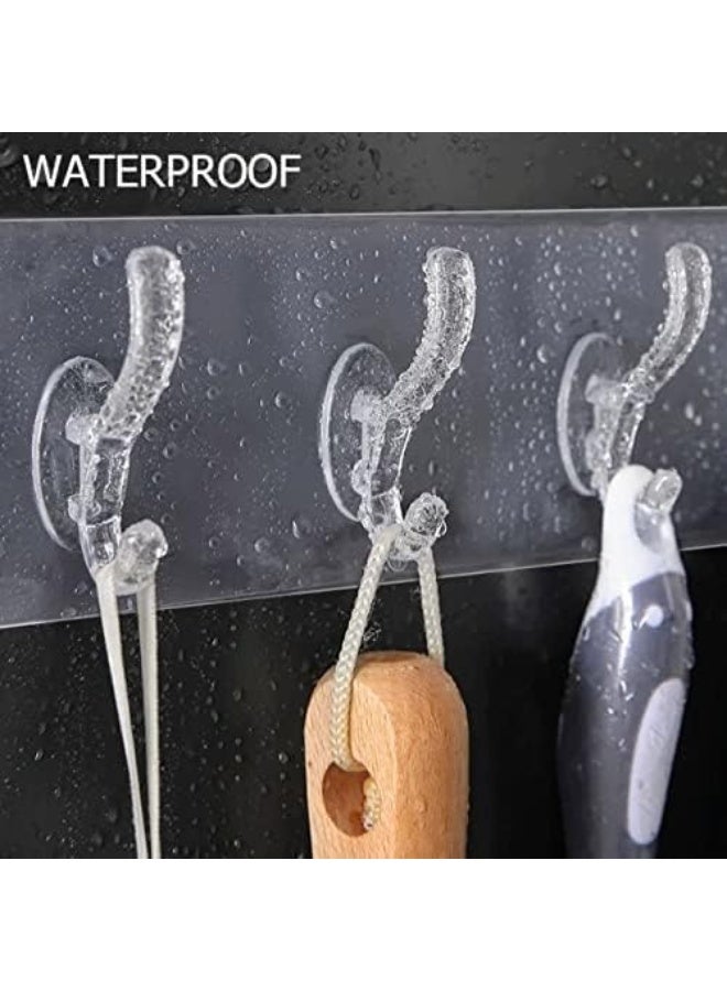 خطافات جدارية لاصقة - خطافات تثبيت جدارية بدون ثقب أو مسامير، مقاومة للماء والزيوت، شديدة التحمل، للاستخدام في الحمام والمطبخ، شفافة، 6 في 1، حامل خطافات، أقصى وزن للخطافات 6 كجم - Image 3