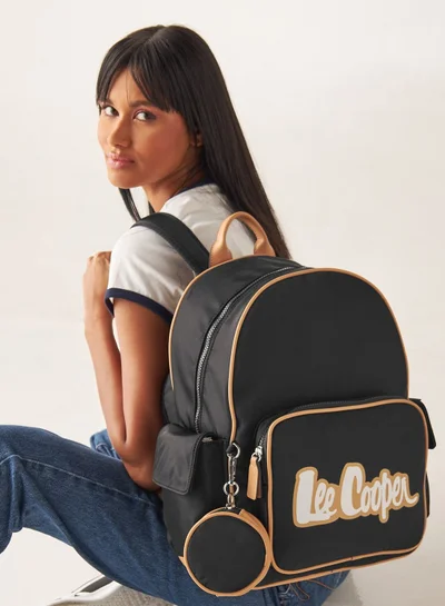 لي كوبر Logo Print Backpack with Adjustable Straps and Coin Pouch
