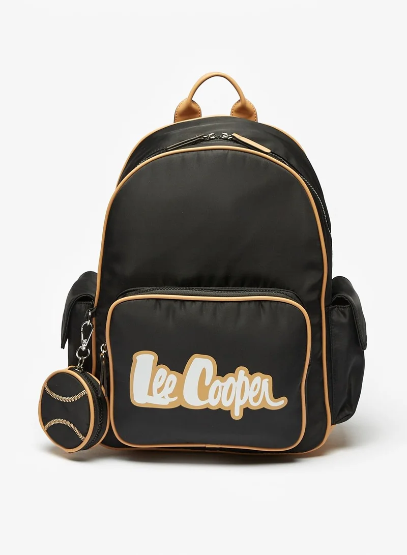 لي كوبر Logo Print Backpack with Adjustable Straps and Coin Pouch