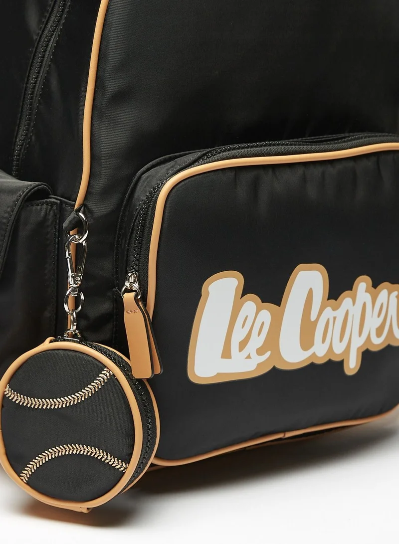 لي كوبر Logo Print Backpack with Adjustable Straps and Coin Pouch