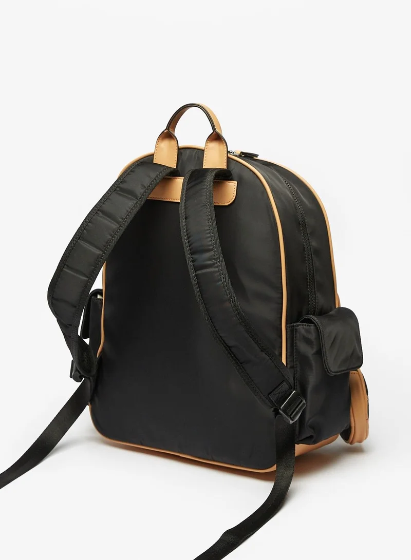 لي كوبر Logo Print Backpack with Adjustable Straps and Coin Pouch