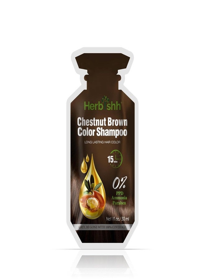 Herbishh Chestnut Brown Hair Shampoo, Hair Color for Gray Coverage, 3 in 1 Hair Dye Shampoo - champu para tenir el cabello, Colors in Minutes, Easy to Use PPD Free Pouch 30mlx10p - Image 2