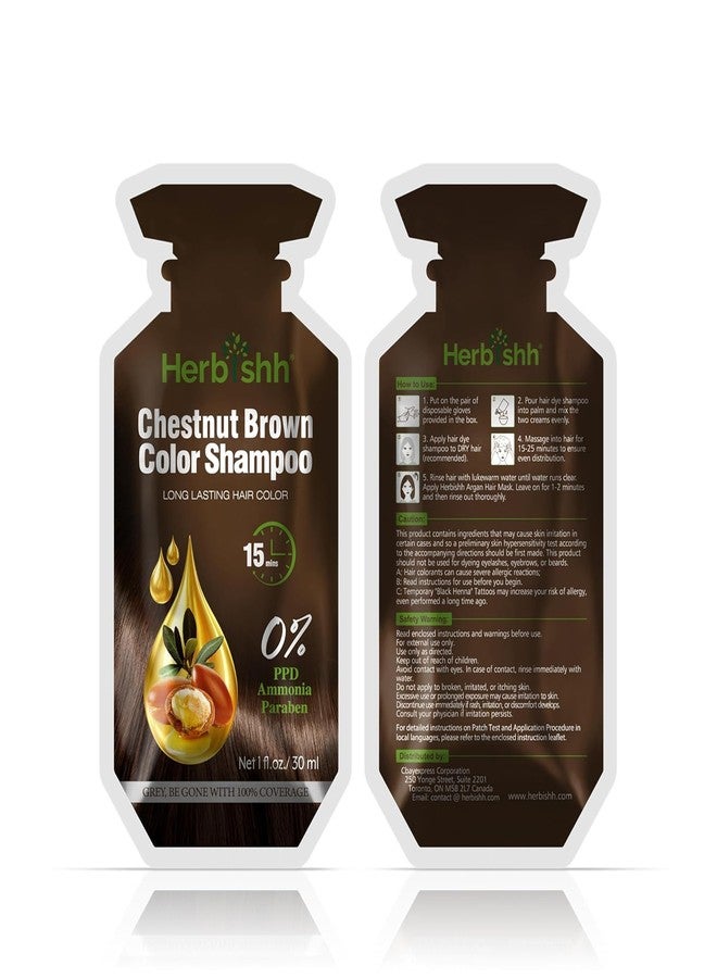 Herbishh Chestnut Brown Hair Shampoo, Hair Color for Gray Coverage, 3 in 1 Hair Dye Shampoo - champu para tenir el cabello, Colors in Minutes, Easy to Use PPD Free Pouch 30mlx10p - Image 5