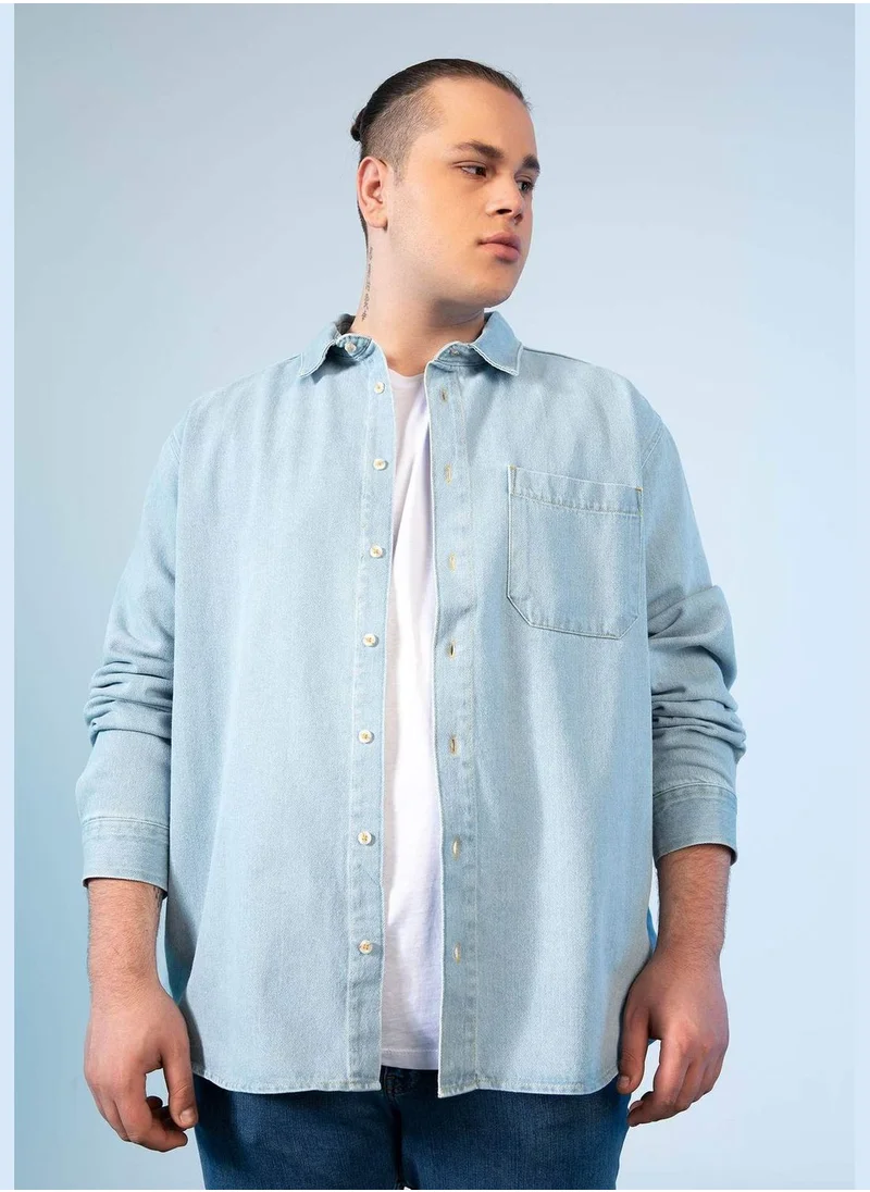 DeFacto Man Relax Fit Denim Long Sleeve Shirt