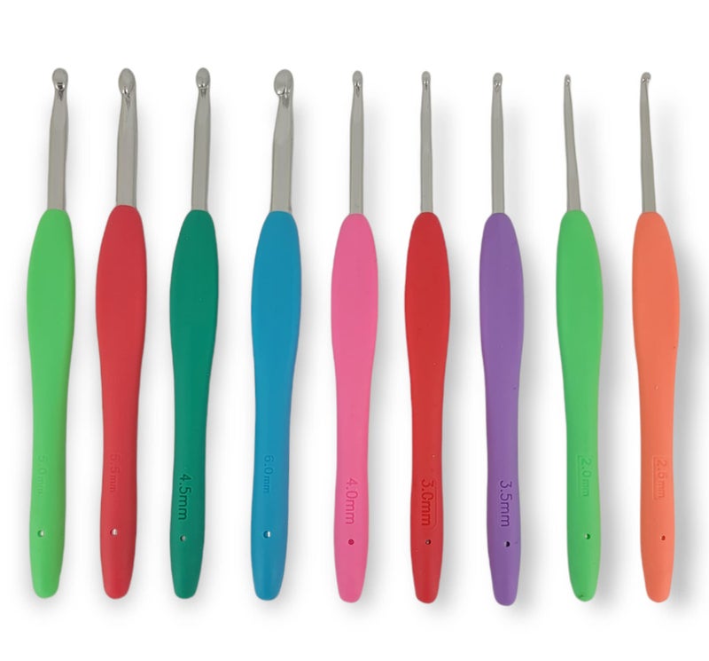 Yonkey Monkey 9 pcs Crochet Hooks Set by Yonkey Monkey. Crochet Hooks Knitting Needles, Assorted Sizes with Non-Sticking Ergonomic Handle, Perfect Gift - Image 2