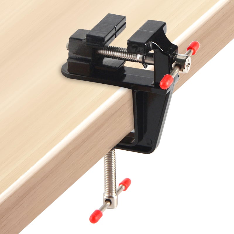 YXQ Mini Vise Clamp Small Bench Vice Clamp on Table Vise Drill Press Vice for Wood Craft Carving Jewelry Making DIY Clip on Tool Black