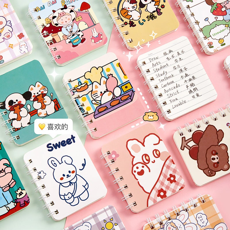 A7 Cartoon Coil Book High Color Value Small Size Notepad Portable Rollover Notebook Student Stationery Mini Book - Image 3