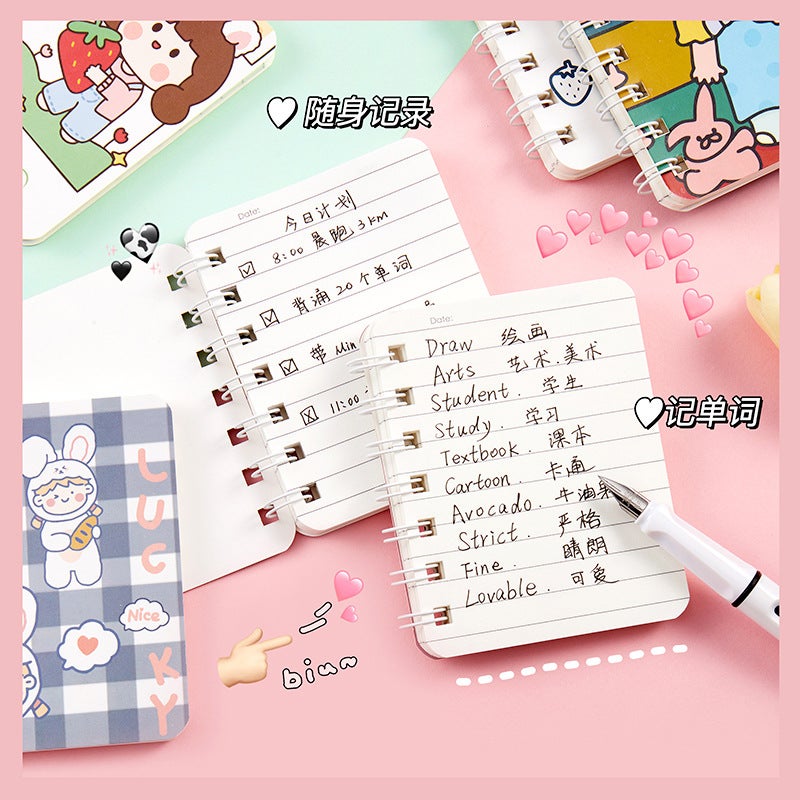 A7 Cartoon Coil Book High Color Value Small Size Notepad Portable Rollover Notebook Student Stationery Mini Book - Image 5