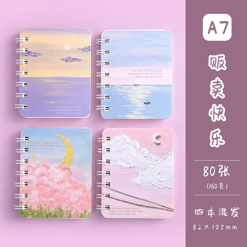 A7 Cartoon Coil Book High Color Value Small Size Notepad Portable Rollover Notebook Student Stationery Mini Book - Image 1
