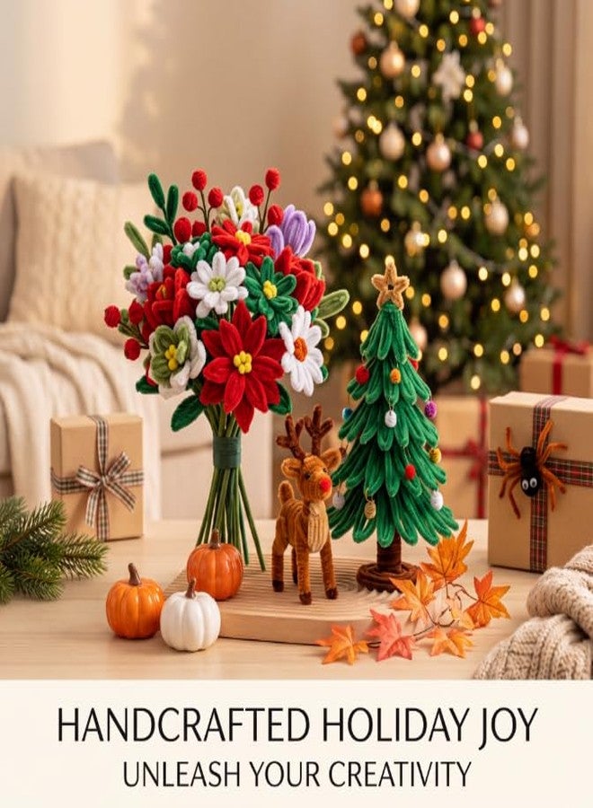 Irosiy 18-Color 1000pc Chenille Pipe Cleaner Flower Kit w/Tutorials & DIY Bouquet - Image 5
