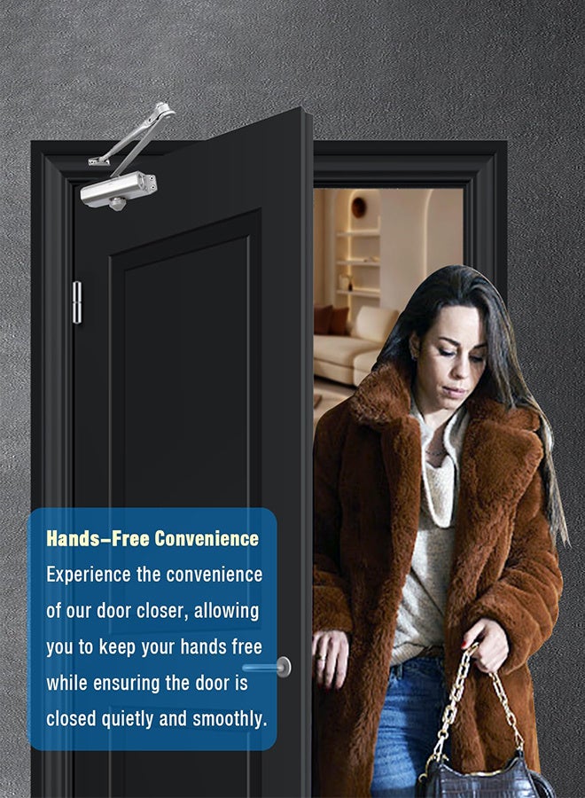 JOUDIYA Hydraulic Door Closer, Heavy Duty Automatic Door Closer, Speed Adjustable, Residential Grade 3 Spring Door Closer, Quiet Closing with Hold Open Feature - Image 2