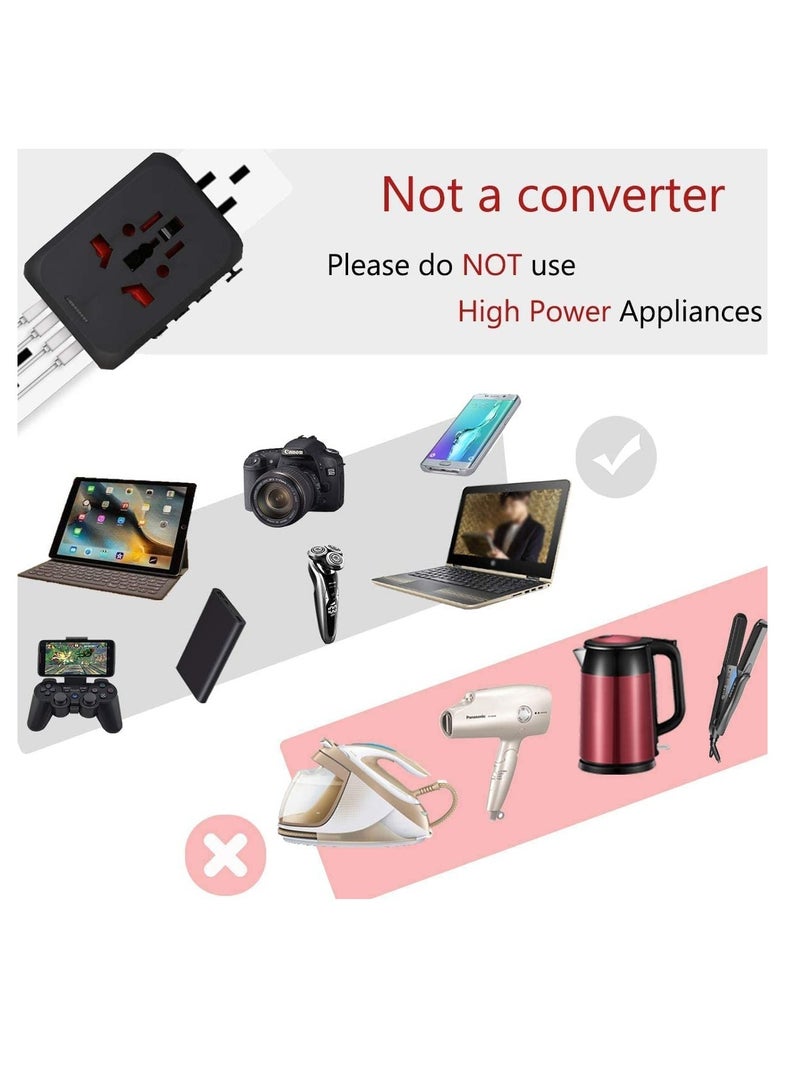 ELTRAZONE Universal Travel Adapter Plug with 3 USB & 1 Type-C Port,Fast Wall Plug Adapter Socket with UK/EU/AU/US Plugs,Multiport Charger Plug Converter - Image 3