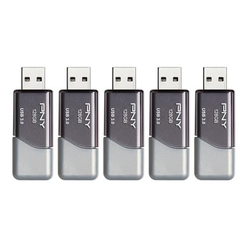 PNY 128GB Turbo Attaché 3 USB 3.0 Flash Drive 5-Pack – Grey, P-FD128X5TBOP-MP, 100MB/s, Light-Weight Durable - Data Storage and Transfer - Image 3