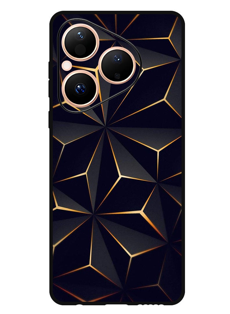 Theodor Case Compatible with Huawei Pura 80 6.6 Inch Protection Shockproof Bumper Cover Black Gold Patter - Image 1