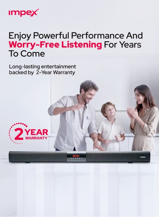 Impex 2.0 Channel Soundbar Speaker Cinema with 4000W PMPO Power, Party Speaker Music and Song Player Sub Woofer, Home Sound Speaker Entertainment Sound Bar, Bluetooth Version 5.0 Home Theatre, LED Display, Remote Control, USB/AUX/HDMI/Optical Inputs - SB1401, Black SB 1401 Black - Image 2