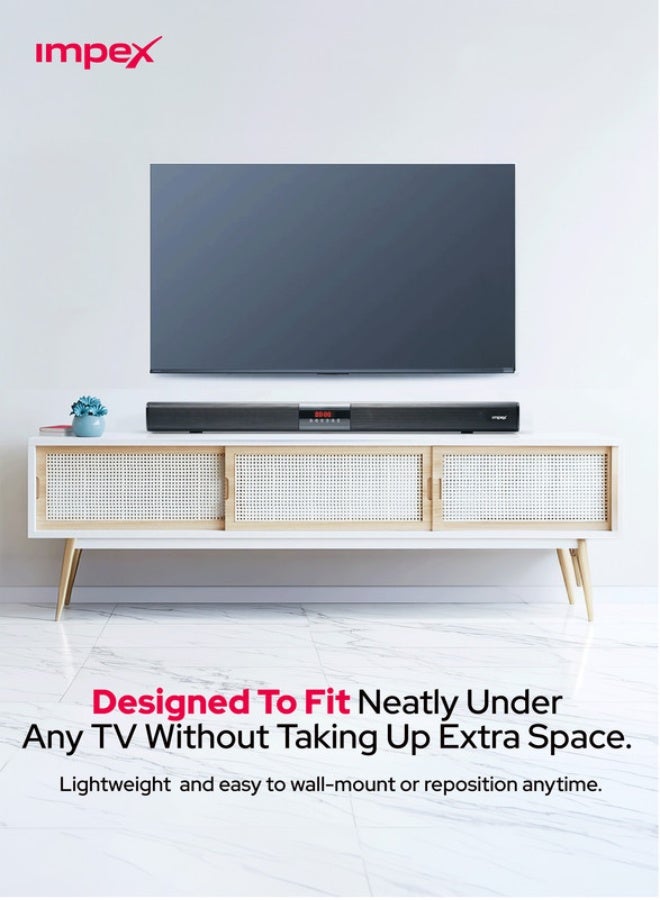 Impex 2.0 Channel Soundbar Speaker Cinema with 4000W PMPO Power, Party Speaker Music and Song Player Sub Woofer, Home Sound Speaker Entertainment Sound Bar, Bluetooth Version 5.0 Home Theatre, LED Display, Remote Control, USB/AUX/HDMI/Optical Inputs - SB1401, Black SB 1401 Black - Image 4