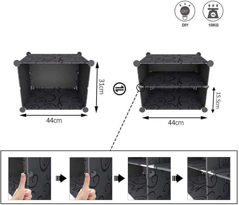 KEEKOS Shoe Rack Multipurpose 5 Shelves Shoe Rack with Zip Door Cover & Side Pockets, Multiuse Wide Shelve,Rack for Footwear, Toys, Clothes (Black, 6-Layer) - Image 5