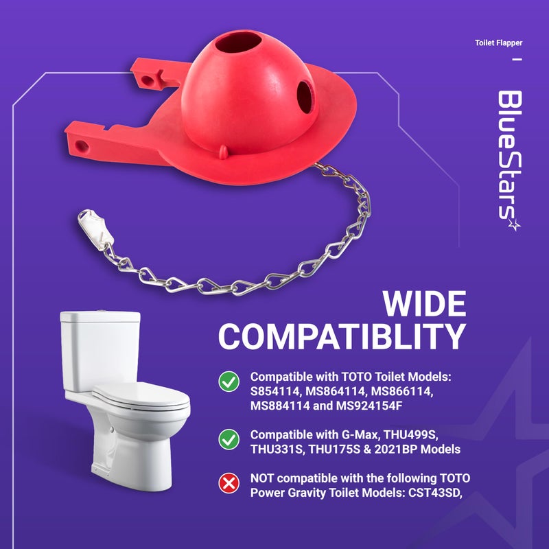 BlueStars [UPGRADED Large 3-Inch Toto Toilet Flapper Replacement - Compatible with G-Max, THU499S, THU331S, THU175S & 2021BP Toto Toilet Models - PACK OF 2 - Image 5