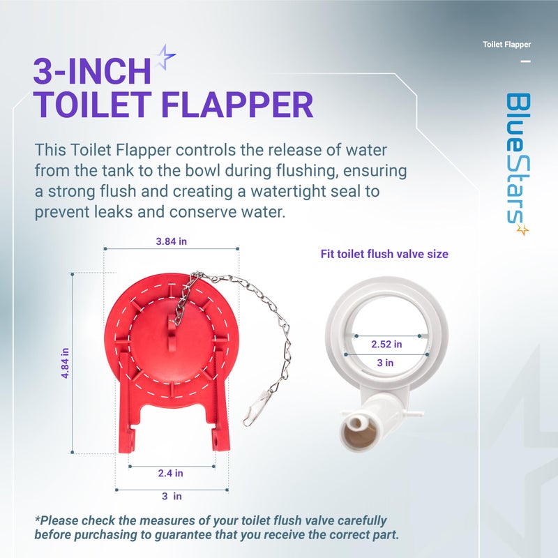 BlueStars [UPGRADED Large 3-Inch Toto Toilet Flapper Replacement - Compatible with G-Max, THU499S, THU331S, THU175S & 2021BP Toto Toilet Models - PACK OF 2 - Image 3