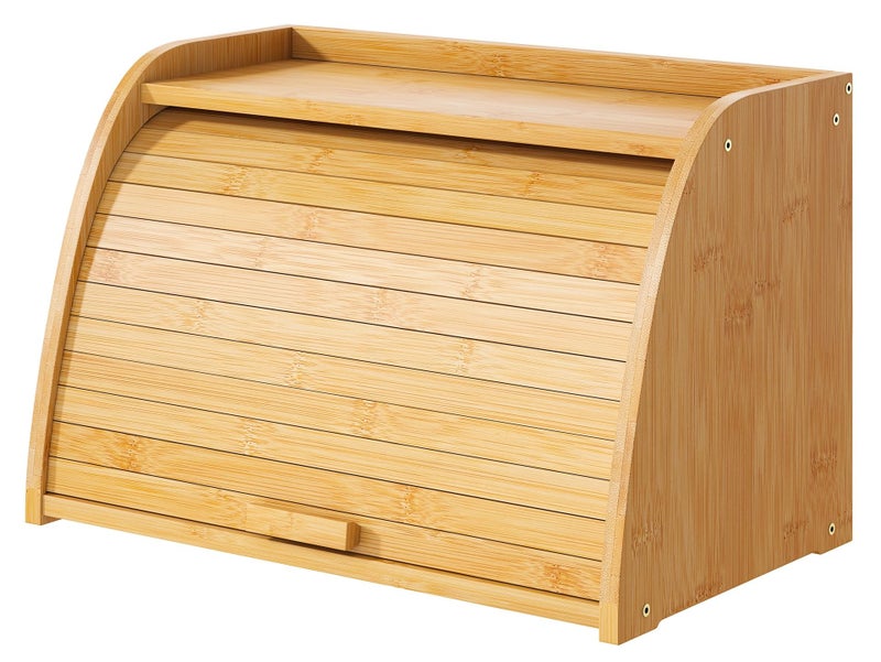 Vriccc Bread Box for Kitchen Countertop, Large Bamboo Wood Bread Box, Wooden Corner Bread Storage Capacity - Image 5