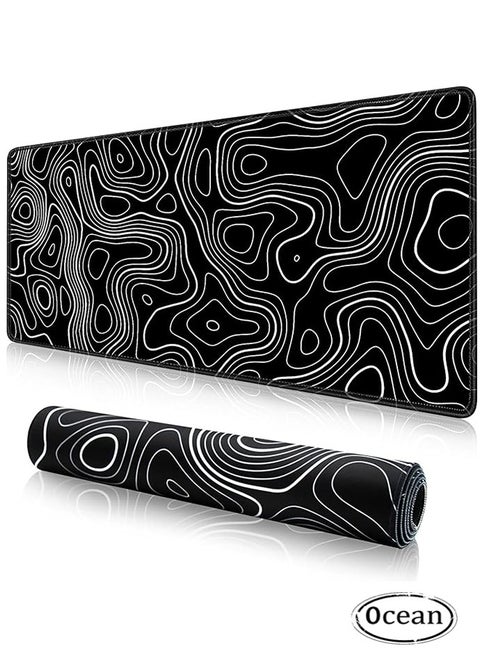 Large Mouse Pad Extended Gaming Mouse Pad Non-Slip Rubber Base Mouse pad Office Desk Mat Desk Pad Smooth Cloth Surface Keyboard Mouse Pads for Computers (800 * 300 * 3mm）Black