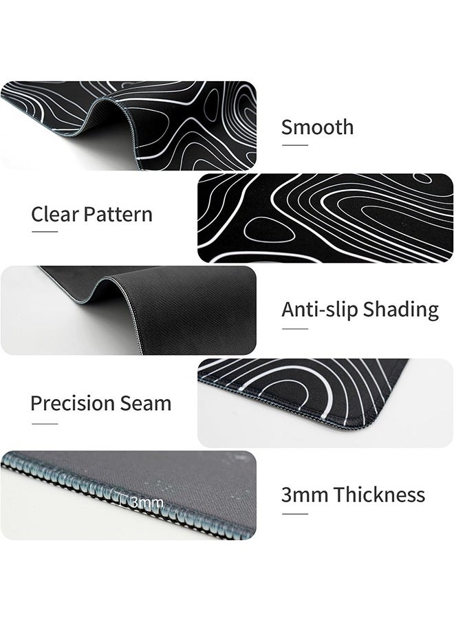 Large Mouse Pad Extended Gaming Mouse Pad Non-Slip Rubber Base Mouse pad Office Desk Mat Desk Pad Smooth Cloth Surface Keyboard Mouse Pads for Computers (800 * 300 * 3mm）Black