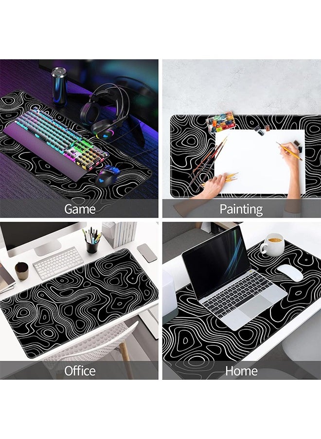 Large Mouse Pad Extended Gaming Mouse Pad Non-Slip Rubber Base Mouse pad Office Desk Mat Desk Pad Smooth Cloth Surface Keyboard Mouse Pads for Computers (800 * 300 * 3mm）Black