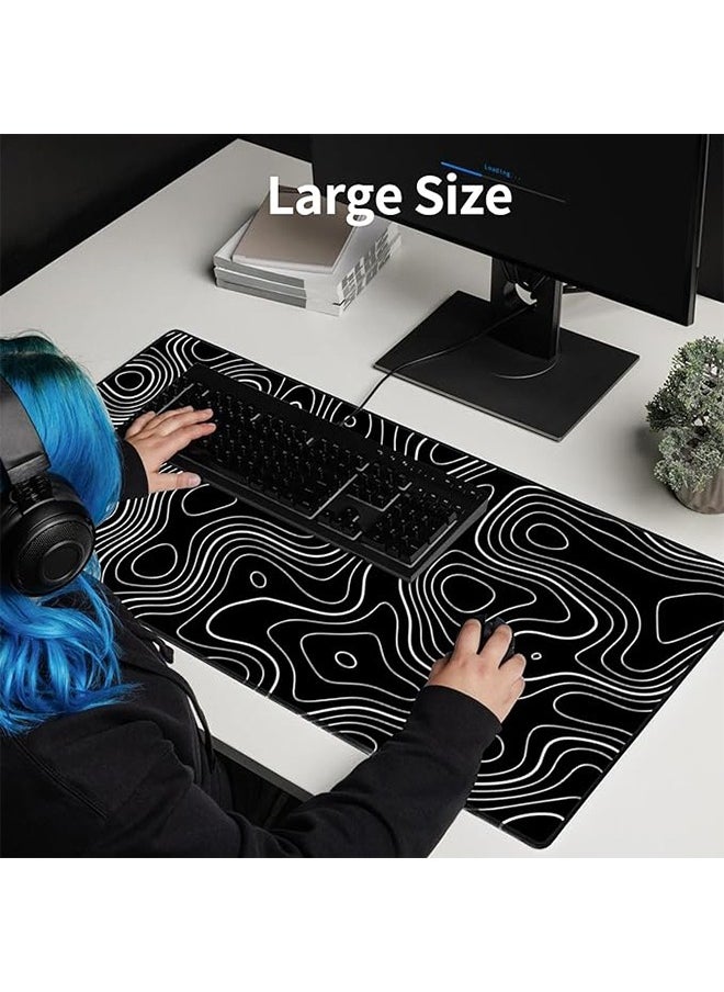 Large Mouse Pad Extended Gaming Mouse Pad Non-Slip Rubber Base Mouse pad Office Desk Mat Desk Pad Smooth Cloth Surface Keyboard Mouse Pads for Computers (800 * 300 * 3mm）Black