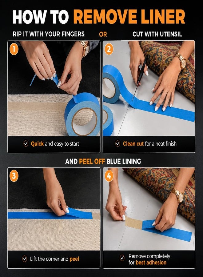 WOD Tape WOD Double Sided Carpet Tape, 2 inch x 25 ft. Heavy-Duty Tack, Residue Free, for Convention & Trade Shows Indoor/Outdoor Rugs DCCT110W - Image 3