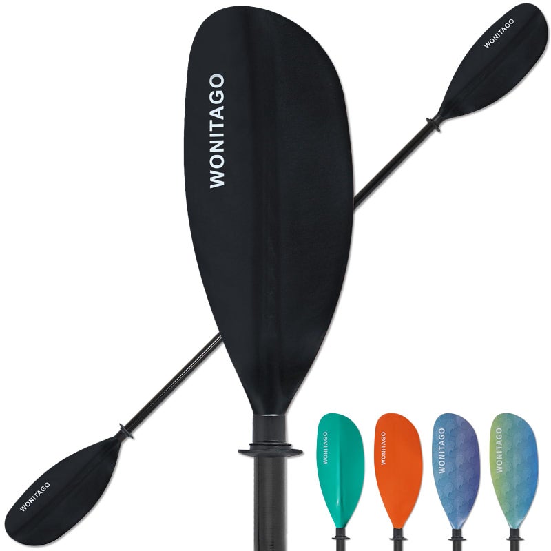 WONITAGO Kayak Paddle with Fiberglass Shaft and Reinforced Nylon Blade, Adjustable Kayaking Oars, 3 Piece, 230-250 cm/90-98 inches, Black - Image 1