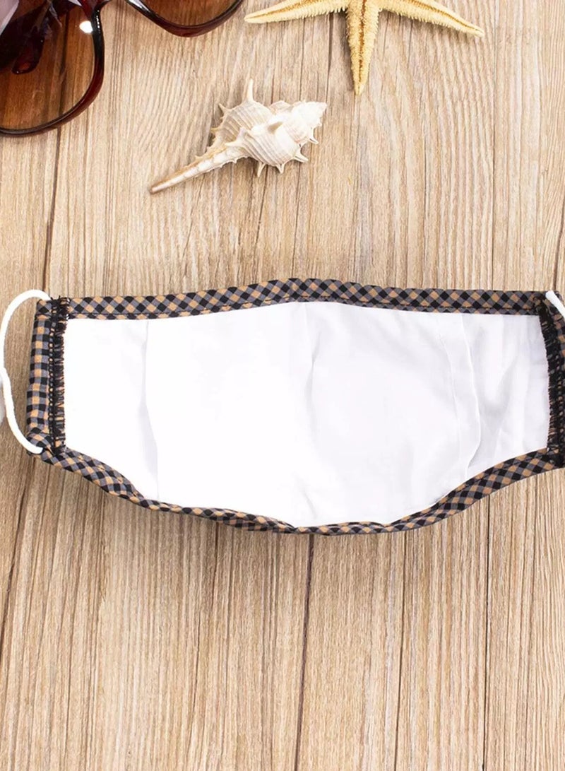1pc Gingham Pattern Face Covering With Valve Breathable  - Image 3