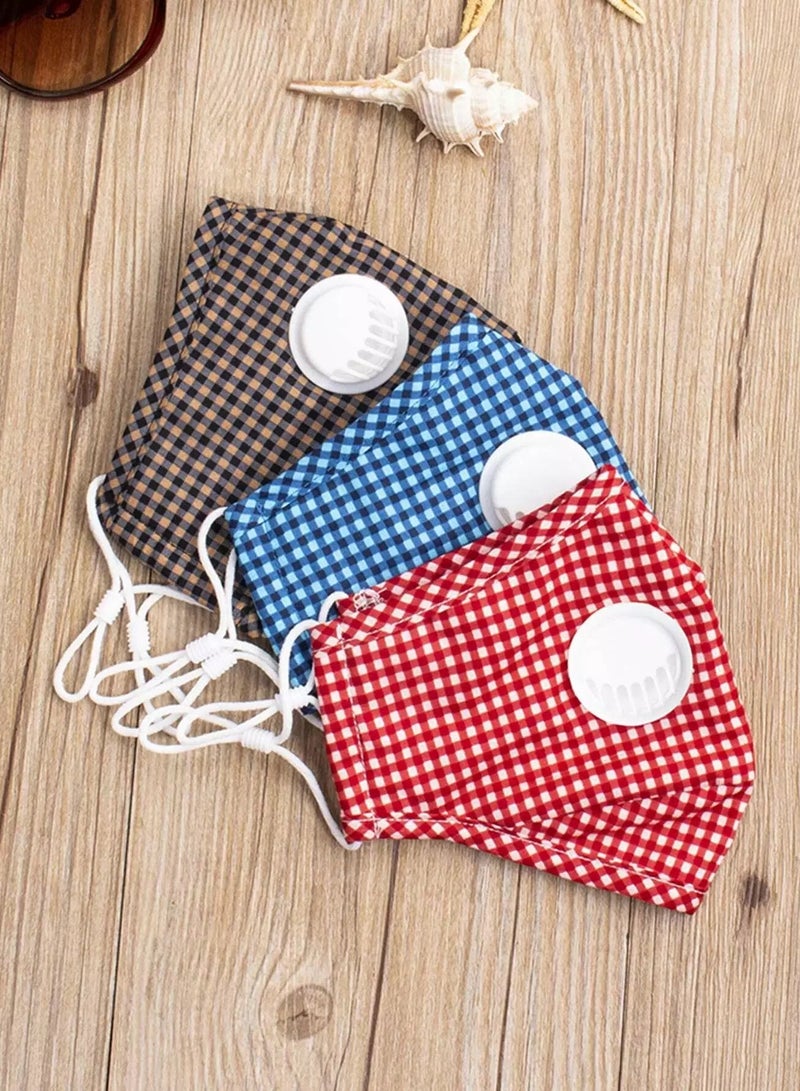 1pc Gingham Pattern Face Covering With Valve Breathable  - Image 5