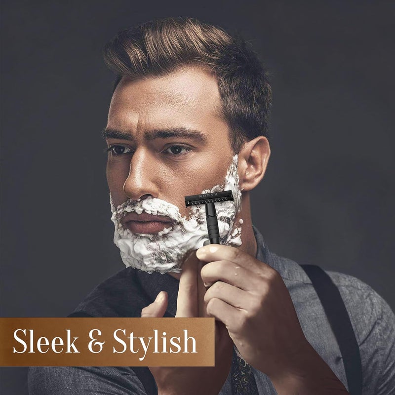 FACON Facón Double Edge Safety Razor for Men & Women - Butterfly Open Stainless Steel Razor w/ 50 Platinum Double Edge Safety Razor Blades, Single Blade Razor for Smooth Close Shave, Reusable & Eco-Friendly - Image 3