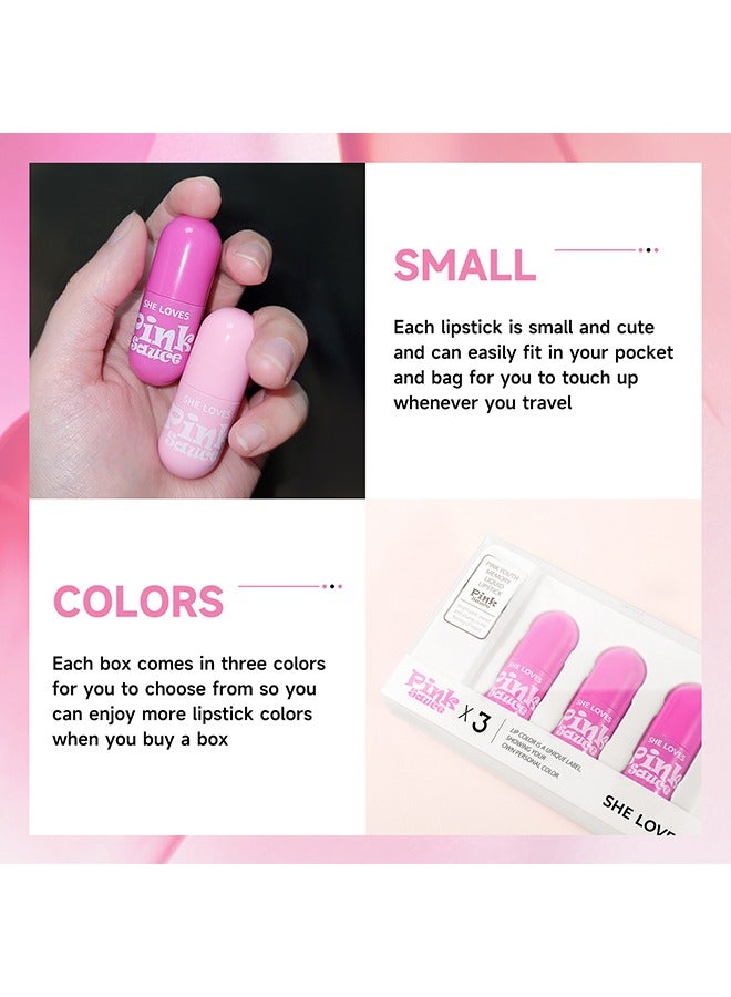 Sheloves Pink Sauce*3-Pink Youth Memory Liquid Lipstick, Long Lasting Waterproof Non-Stick Cup Not-Fade Shiny High Gloss Lip Gloss Set #B - Image 5