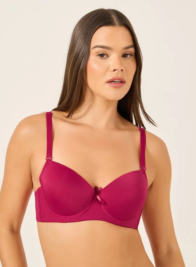 Take Two Take Two Solid Padded Wired Bra and Bikini Briefs Set