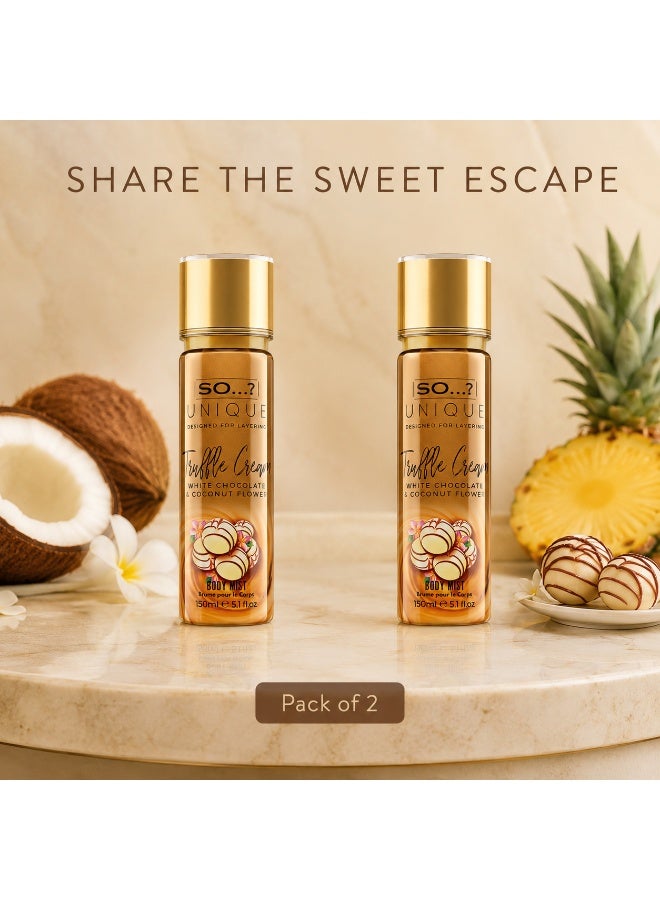 So..? SO…? Unique Truffle Cream Body Mist for Women, Vegan Perfume Body Spray with Coconut, Pineapple, Vanilla, Chocolate & Musk Fragrance, 150ml (Pack of 2) - Image 4